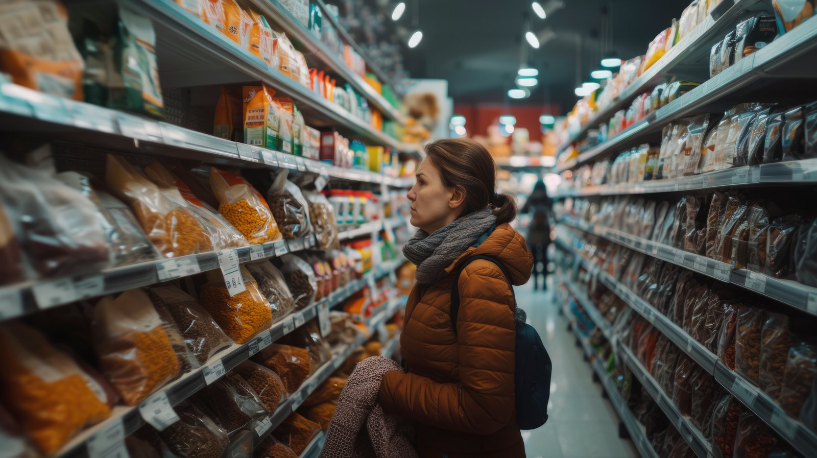 Customer browsing products in a retail store