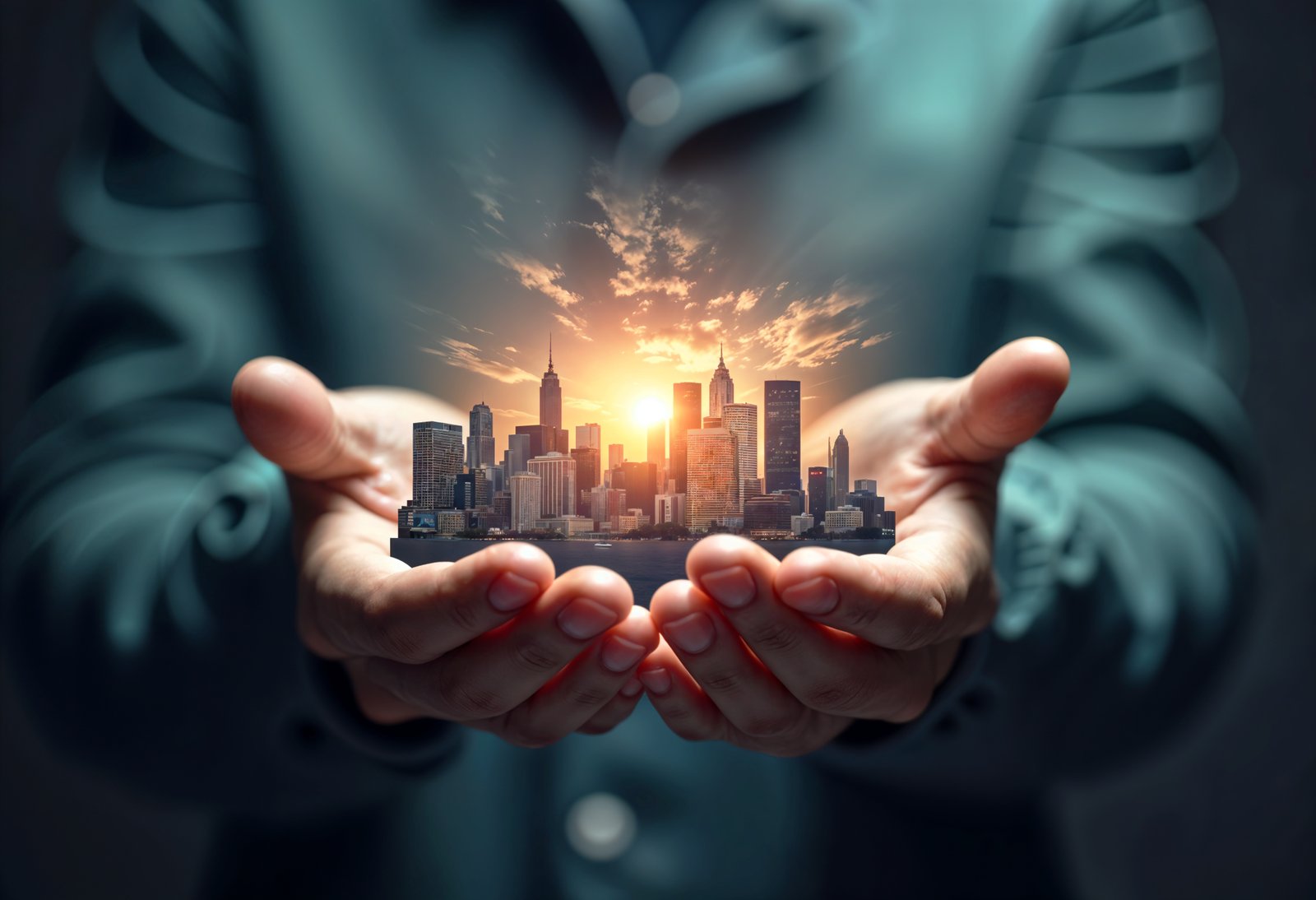 A city representing businesses and markets supported
