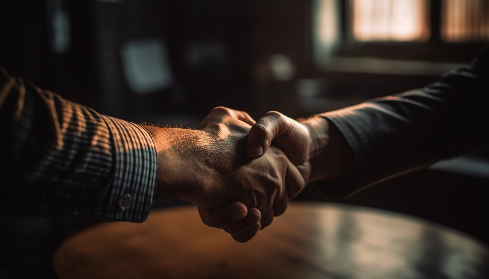 Business partners shaking hands to start a trade relationship